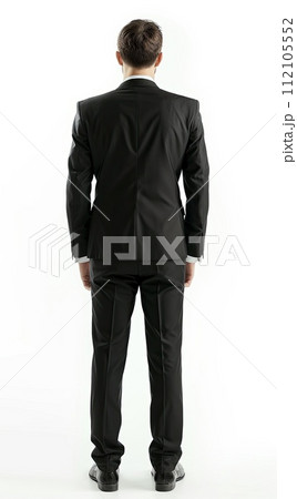 AI-generated content. A man in a full-length suit from the back 112105552