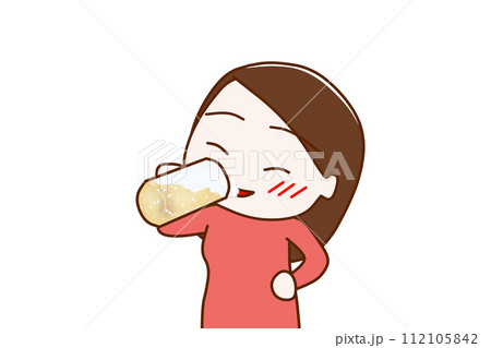 (上半身斜め)ビールをグビグビ美味しく飲んで酔っ払う女性 (上半身斜め)ビールをグビグビ美味しく飲んで酔っ払う女性 112105842