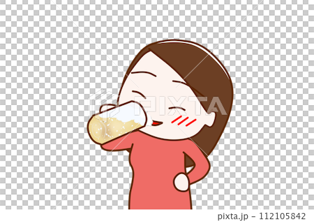 (Upper body diagonal) A woman who drinks beer deliciously and gets drunk (Upper body diagonal) A woman who drinks beer deliciously and gets drunk 112105842