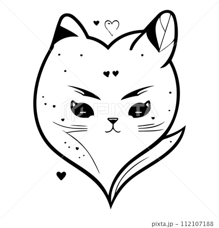 cat love valentine heart illustration sketch draw  112107188