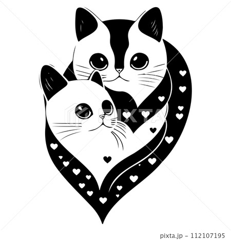 cat love valentine heart illustration sketch draw cat love valentine heart illustration sketch draw 112107195