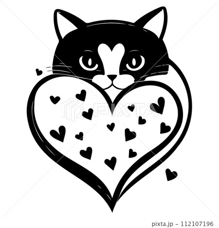 cat love valentine heart illustration sketch draw cat love valentine heart illustration sketch draw 112107196