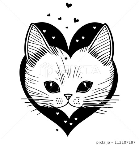 cat love valentine heart illustration sketch draw cat love valentine heart illustration sketch draw 112107197