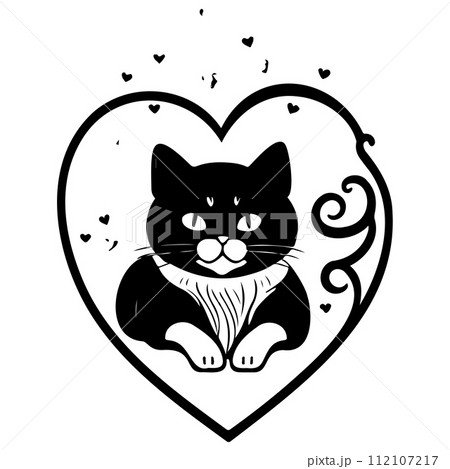 cat love valentine heart illustration sketch draw  112107217