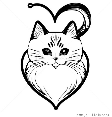 cat love valentine heart illustration sketch draw  112107273