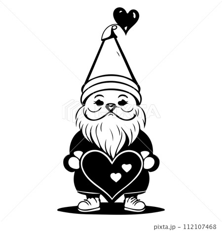 gnome love valentine illustration sketch draw black gnome love valentine illustration sketch draw black 112107468