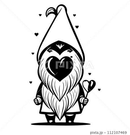 gnome love valentine illustration sketch draw black 112107469