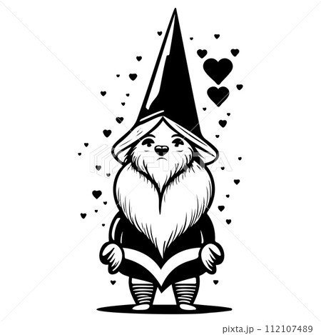 gnome love valentine illustration sketch draw black gnome love valentine illustration sketch draw black 112107489
