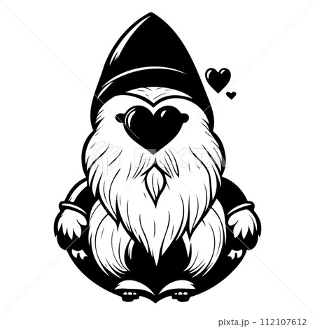 gnome love valentine illustration sketch draw black 112107612