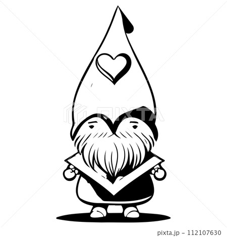 gnome love valentine illustration sketch draw black 112107630