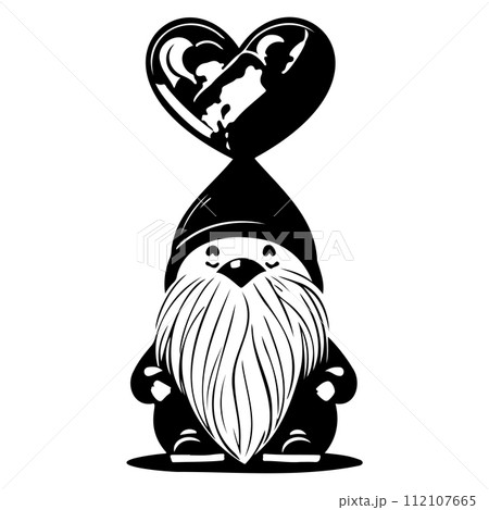 gnome love valentine illustration sketch draw black 112107665