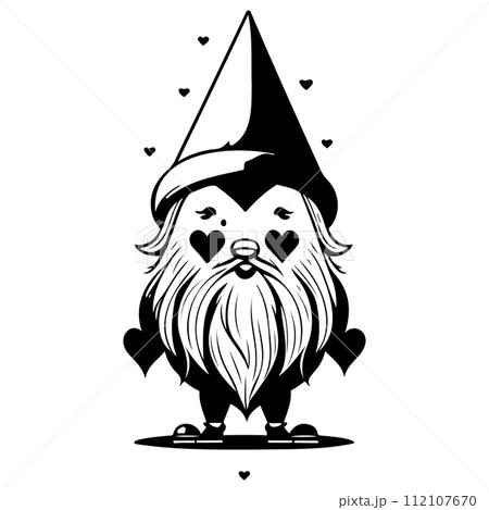 gnome love valentine illustration sketch draw black 112107670
