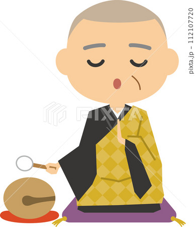 僧者念經圖 一個可愛的和尚念經的圖像插圖-插圖素材[112107720] - PIXTA圖庫