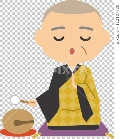 一個可愛的和尚念經的圖像插圖 一個可愛的和尚念經的圖像插圖 112107720