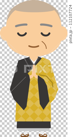 Image illustration of a cute monk clasping his hands together Image illustration of a cute monk clasping his hands together 112107724