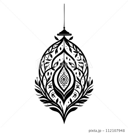 Ramadan Hanging lamp black illustration sketch draw black 112107948