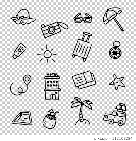 Hand drawn vacation illustration set Hand drawn vacation illustration set 112108284
