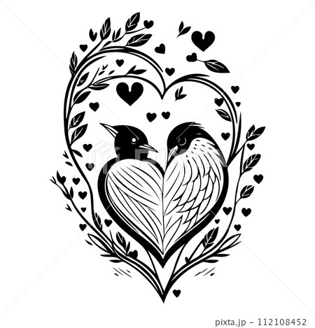 bird valentine heart love illustration draw bird valentine heart love illustration draw 112108452