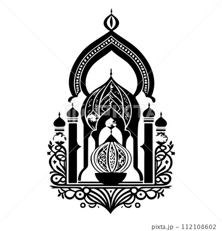 mosque ramadan ornament lantern ligh illustration sketch hand draw  112108602
