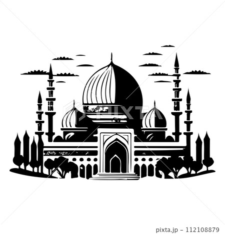 Ramadan kareem moon jerusalem Mosque illustration draw black Ramadan kareem moon jerusalem Mosque illustration draw black 112108879