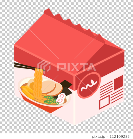 アイソメトリックで描いたインスタントラーメンのイラスト 112109285