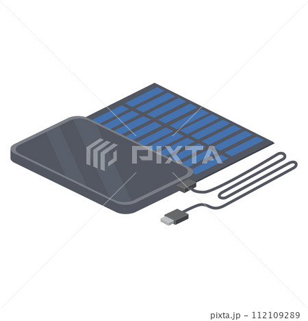 アイソメトリックで描いたモバイルバッテリーのイラスト アイソメトリックで描いたモバイルバッテリーのイラスト 112109289