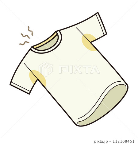 汗染みで汚れたTシャツのイラスト 112109451
