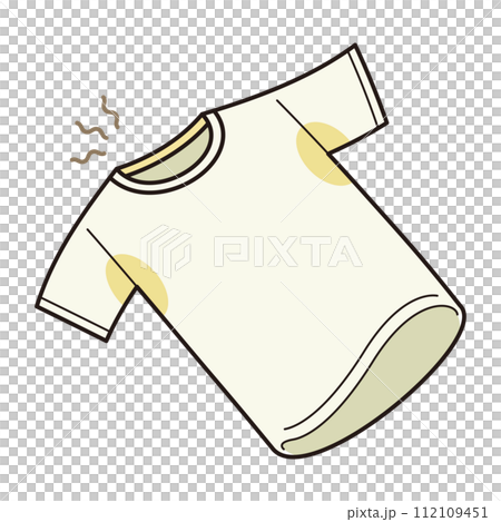 汗染みで汚れたTシャツのイラスト 112109451