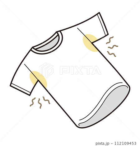 汗染みで汚れたTシャツのイラスト 112109453