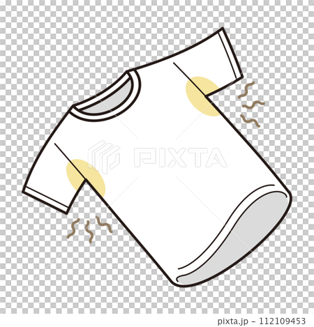 汗染みで汚れたTシャツのイラスト 112109453