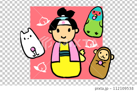 可愛的桃太郎插圖 112109538