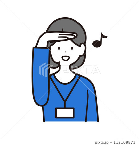 遠くを見ている社員証を下げた日本人女性会社員のイラスト素材 遠くを見ている社員証を下げた日本人女性会社員のイラスト素材 112109973