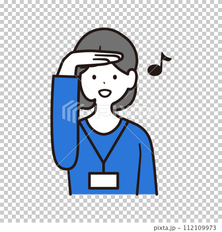 遠くを見ている社員証を下げた日本人女性会社員のイラスト素材 遠くを見ている社員証を下げた日本人女性会社員のイラスト素材 112109973