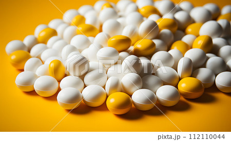 AI-generated content. White pills on blue background 112110044