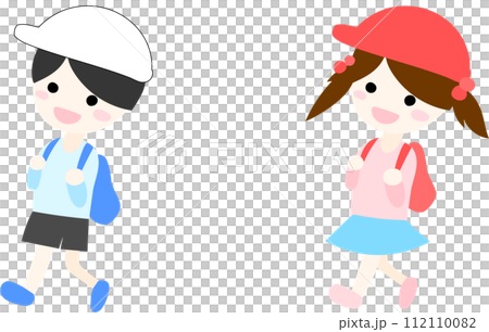 Illustration of elementary school students walking Illustration of elementary school students walking 112110082