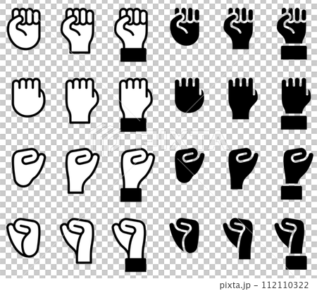 Vector illustration set of clenched fist, rock-paper-scissors goo 112110322