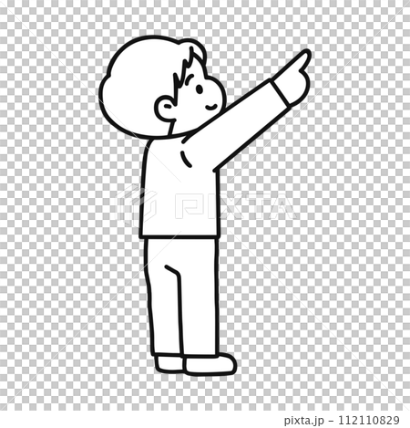 指差しする男の子・線画 112110829