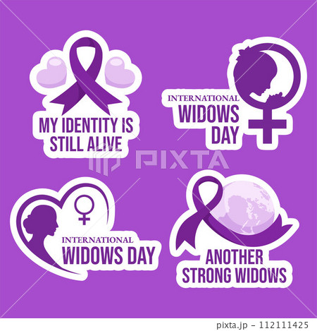 Widows Day Label Flat Cartoon Hand Drawn Templates Background Illustration 112111425
