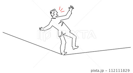 綱渡りするサラリーマン-一筆書き 綱渡りするサラリーマン-一筆書き 112111829