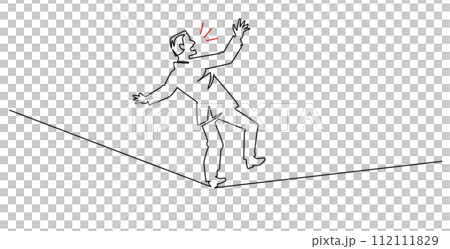 Office worker walking a tightrope - one stroke 112111829