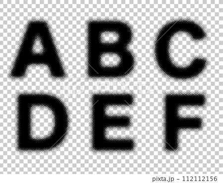 ハーフトーンのアルファベットのセット　A B C D E F 112112156