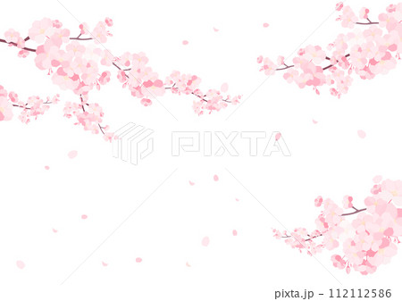 桜舞い散るの花びらフレーム 112112586