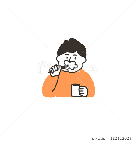 歯磨き中の男性 112112623