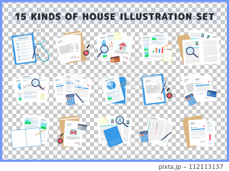 用於業務材料、文件、估算、發票等的圖示材料集。 112113137