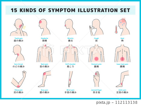 人間の身体・病気の症状関連のイラスト素材セット 112113138
