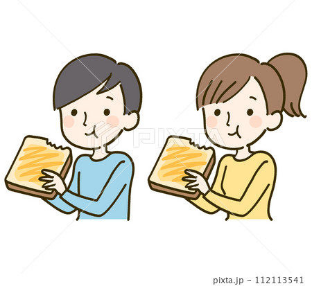 食パンを食べる人物 112113541