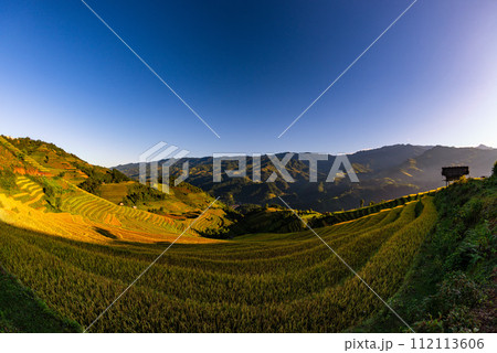Rice fields on terraced of Mu Cang Chai, YenBai, Vietnam. Rice fields on terraced of Mu Cang Chai, YenBai, Vietnam. 112113606