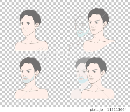 Before and after image illustration set with thick beard and blue beard 112113664
