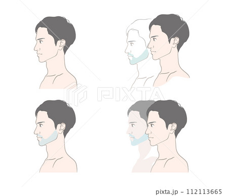 若い男性の濃い髭・青ヒゲついてのイメージイラストセット 112113665