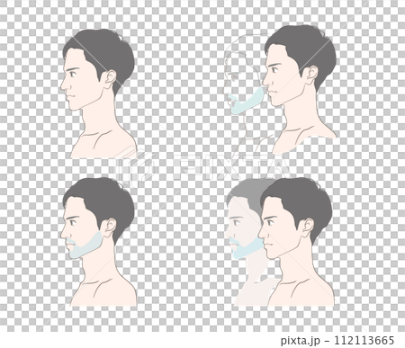 若い男性の濃い髭・青ヒゲついてのイメージイラストセット 112113665